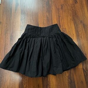 Maeve Anthropologie Black Pleated Mini Skirt Cotton Size 8